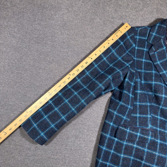 Talbots Blazer Jacket Womens 16W Blue Wool Blend Plaid Tweed Academia Office - Picture 10 of 10